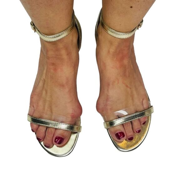 NIB JustFab Gold Gabbi Minimalist Sandals - Size 6.5 - Picture 14 of 16